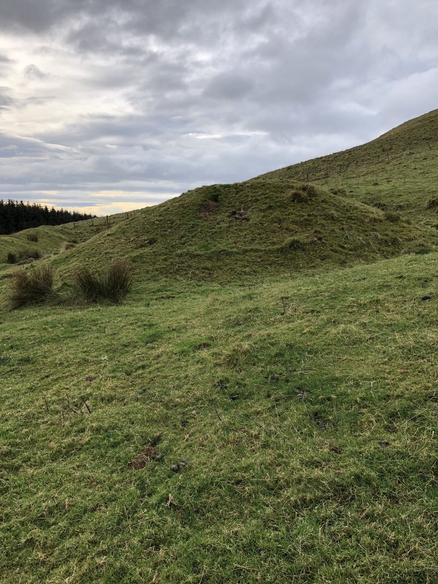 alistair_tosh's tweet image. The north-facing ditch and ballista platforms of the #Roman southern siege fort at Burnswark Iron Age hillfort near Lockerbie. Dog Walker gives idea of its scale #RomanSiteSaturday #RomanScotland