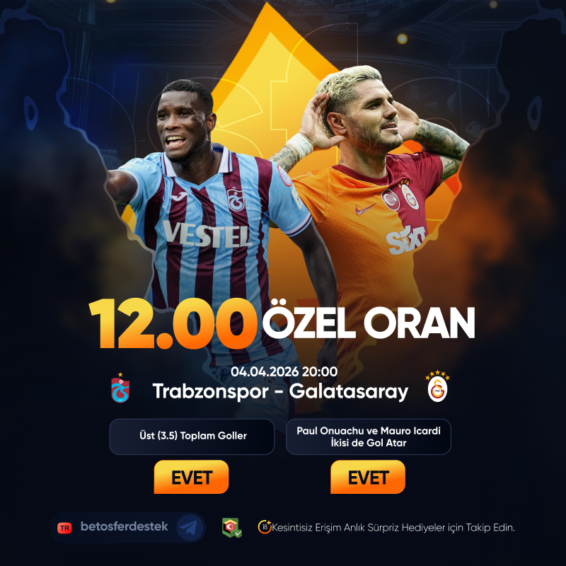 OsferResmi's tweet photo. 💰ÖZEL ORAN HAZIR !

Trabzonspor  - Galatasaray — Tam  oran1️⃣2️⃣! 

💰Toplam Goller 3.5 Üst 
💰Paul Onuachu ve Mauro İcardi Gol Atar

Hemen bahis yap! 👏 https://t.co/PMOv60iies