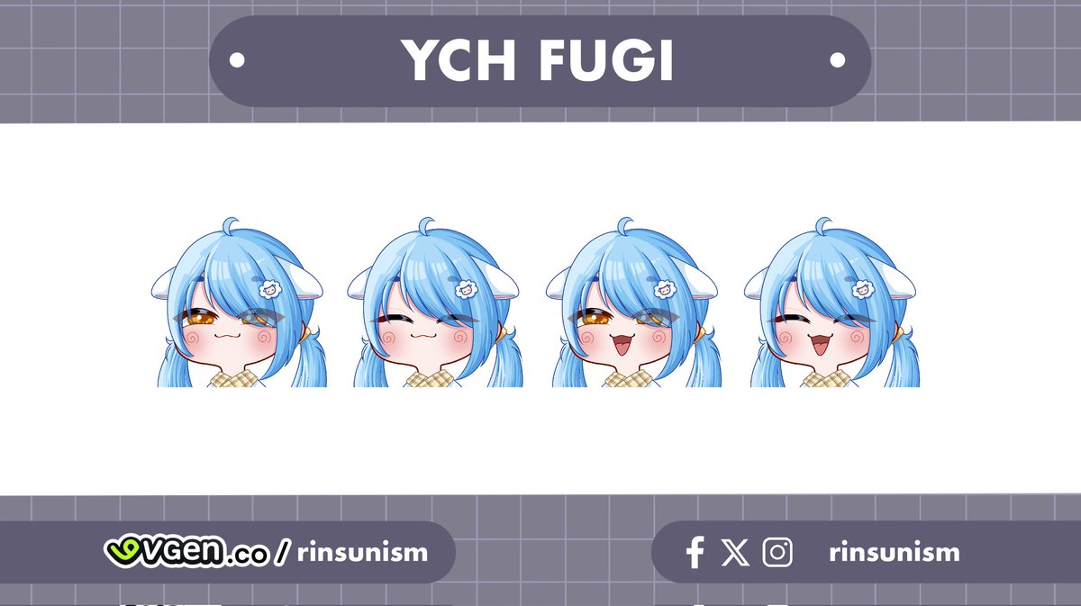 Commission Open - YCH Reactive Fugi 💙✨
100k - 4 ekspresi

#commission
