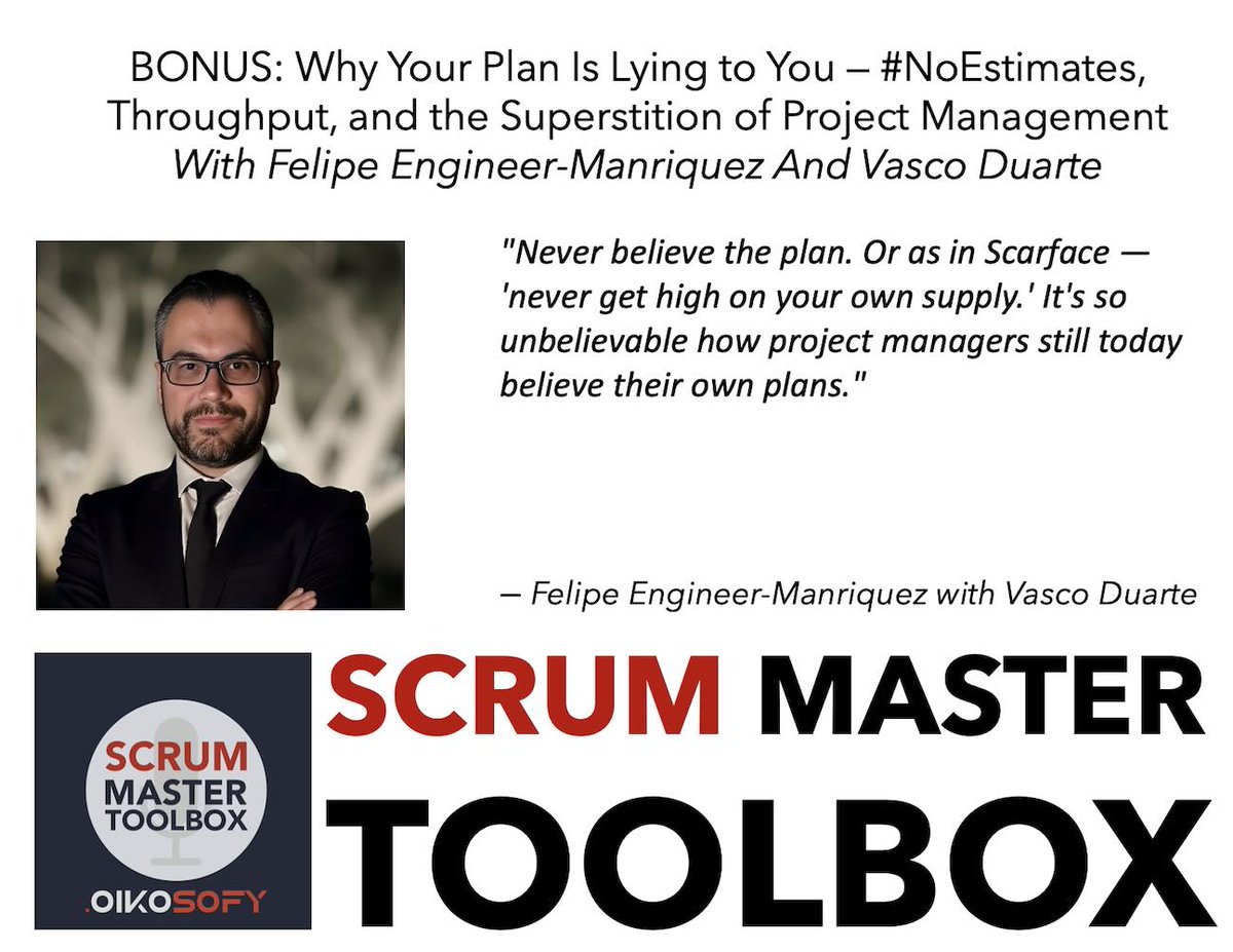 duarte_vasco's tweet image. A PM asked the team to deliver 15 PBI/sprint. The team said YES. Historical data said 5-8. I bet on 7. Reality delivered seven. 🎯
Stop fighting the data.
🎙️ Felipe Engineer interviews me on #NoEstimates: scrum-master-toolbox.org/2026/04/podcas…
#Agile #Lean #scrum #leadership @scrumpodcast
