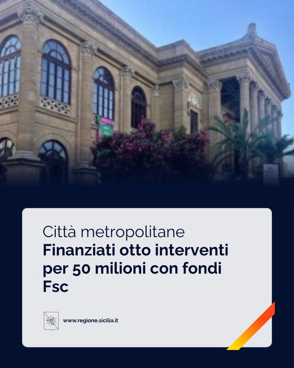 Regione_Sicilia's tweet image. 🌇 Ammontano complessivamente a 50 milioni di euro i fondi che la #RegioneSiciliana ha destinato alle città di #Palermo, #Messina e #Catania per la realizzazione di opere strategiche.

Leggi 🔗 regione.sicilia.it/la-regione-inf…

#Sicilia @CapCoe2127
