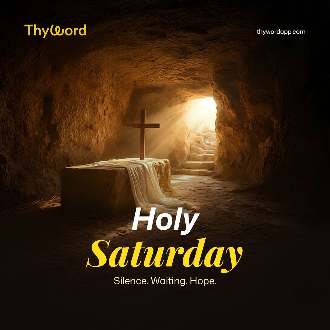 thywordapp's tweet photo. Holy Saturday

Silence.
Waiting.
Hope.

It may feel like nothing is happening…
but God is still working.

Hold on.
The story isn’t over.

#HolySaturday #ThyWord #Faith #Hope #EasterWeekend https://t.co/4QeTVl7GvU