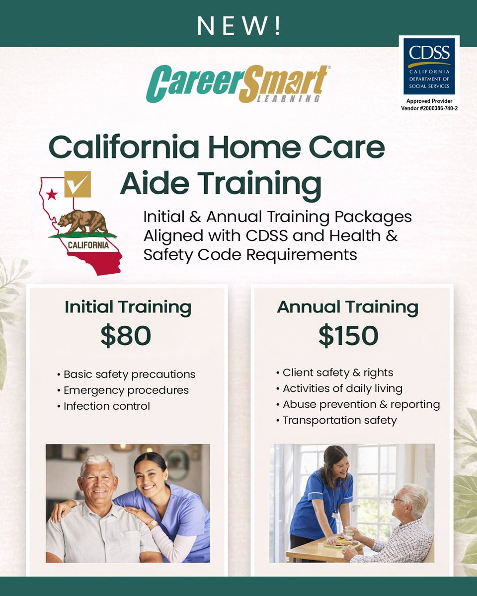 Career_Smart's tweet photo. CDSS-aligned HCA training for onboarding + annual compliance https://t.co/FO9H5o2u8D