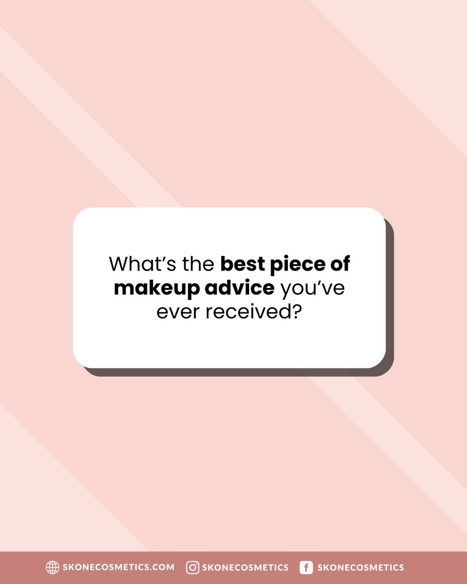 SKONEcosmetics's tweet image. Best makeup advice you’ve ever gotten. Go! 

We’re looking for the tips that actually work. Drop your favorite hack below! 👇

#makeupartist #makeupaddict #makeuplover #beautybrand #beautybrands #makeupbrand #makeupbrands #cosmeticbrand #crueltyfreemakeup #skonecosmetics