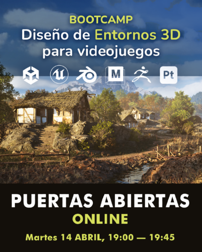 game_levelup's tweet image. ¡Asiste a nuestras puertas abiertas online!

🚩Diseño de Entornos 3D para videojuegos
📅14 ABR. 19:00
🔗bit.ly/puertas-env3d-…

#gamedev #3dmodelling #blender #zbrush #maya #substance3d #unreal #unrealengine #unity3d #madewithunity3d