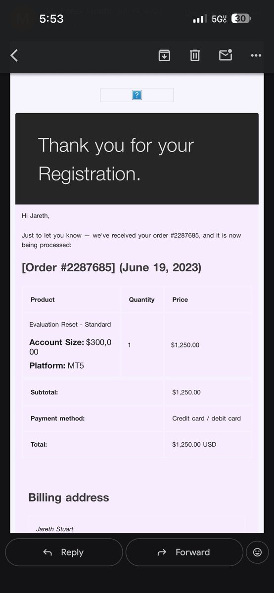 USjareth's tweet photo. @MyForexFunds Will I ever be able to re-access this eval account or a refund ? The account was still active on phase 1 before the shutdown. Please advise 🙏🏼 https://t.co/N6cZyt1GgA