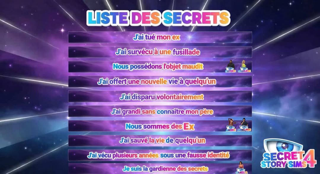Découvrez les nouveaux habitants de la maison des secrets, ainsi que la liste des secrets ! 🤫 

La nouvelle saison de #SSSims4 est bel et bien lancée ! 🚨