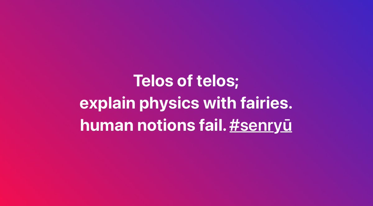 fustbariclation's tweet photo. Telos of telos;
explain physics with fairies.
human notions fail. #senryū

#Poem #Poetry #μverse #micropoetry #purpose #invented #agency #fable https://t.co/rasRvSVEXX