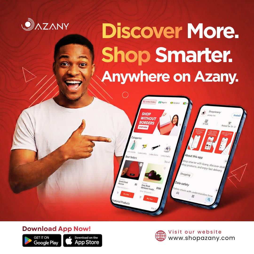 shopazany's tweet image. Discover More.  
Shop Smarter.  
Anywhere on Azany. 🌍🛍️

Thousands of premium finds. Smart prices. Global delivery.

Shop fashion, beauty, tech &amp;amp; more with African pride.

Your smarter way to shop just got better.

Link in bio 👇

#DiscoverMore #ShopSmarter #Azany