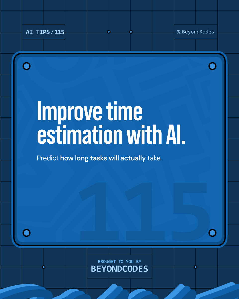 BeyondKodes's tweet photo. Accurately predicting how long a task will take is a common challenge, especially when dealing with multiple responsibilities or unfamiliar work. Intelligent systems help improve time estimation by analyzing past activities, work patterns, and task complexity to provide more realistic predictions.

Platforms such as Toggl and Clockify monitor how long tasks actually take and use that data to guide future planning. They highlight where time is often underestimated or overestimated, helping users plan more effectively.

For example, a student who thinks an assignment will take two hours may discover through tracked data that it usually takes four. With this insight, the student can allocate enough time and avoid last-minute stress. In a workplace setting, a project manager can use past project timelines to better estimate deadlines and distribute tasks more efficiently.

This reduces delays, improves productivity, and helps individuals and teams stay organized by turning past experience into more accurate future planning.
