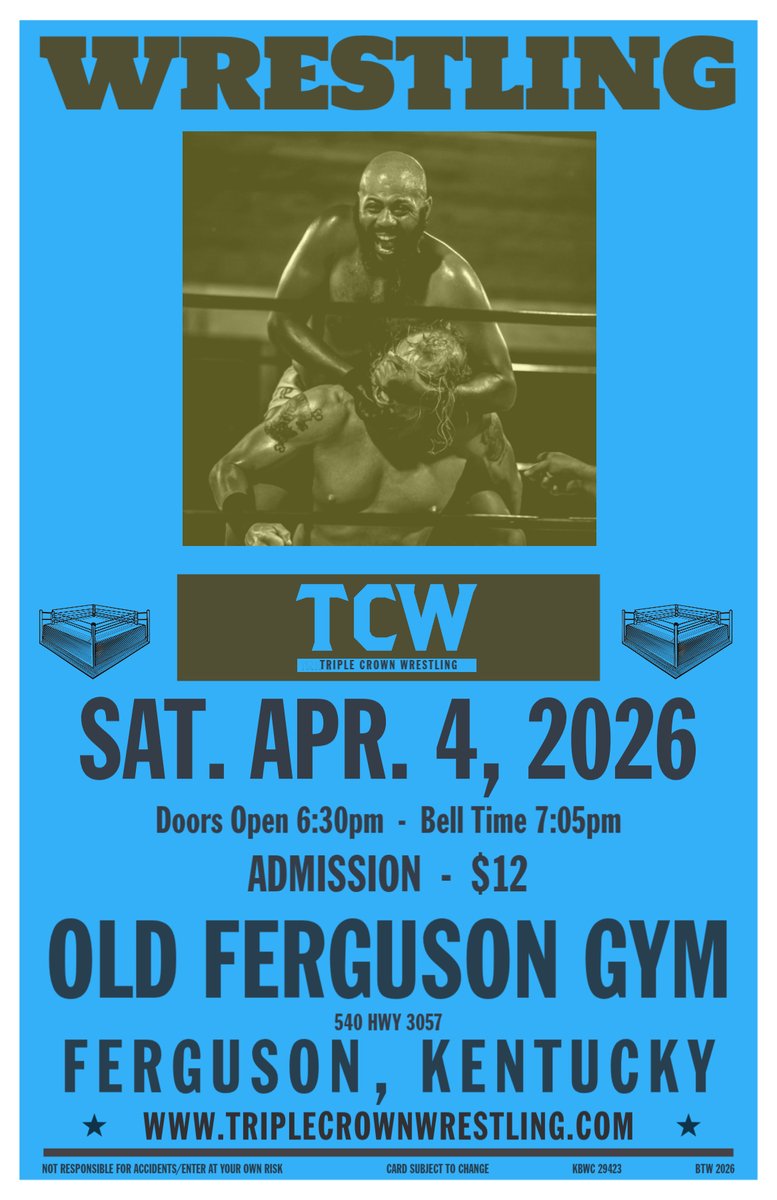 The_TripleCrown's tweet photo. 🚨 TONIGHT ONLY! 🚨
ITS TIME! Triple Crown Wrestling is live in Ferguson for a massive night of hard-hitting action!  Grab your tickets and get to the gym early to secure your spot!
-See poster for details https://t.co/7oBc1VcxuW