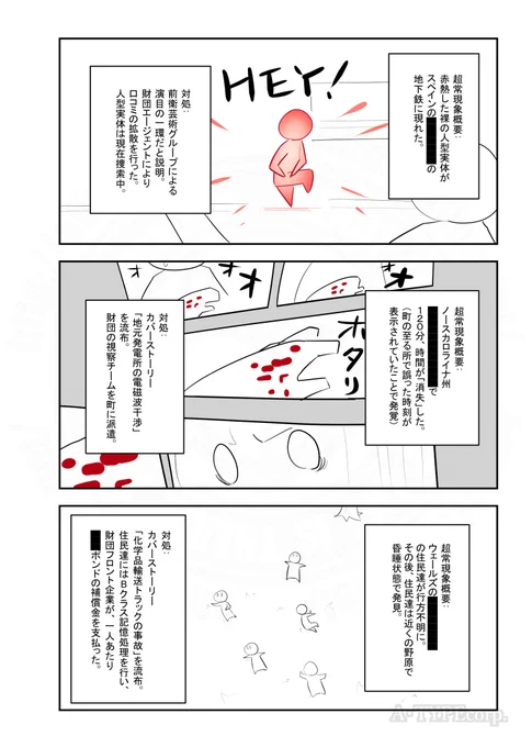 #SCPをざっくり紹介 (2/2)

タイトル: 超常現象記録
原語版タイトル: Log of Extranormal Events, Vol I
訳者: Kwana
原語版作者: carriontrooper
ソース: https://t.co/x6nl8ogsxf
原語版ソース: https://t.co/EFBl9rAvM9
ライセンス: CC BY-SA 3.0 