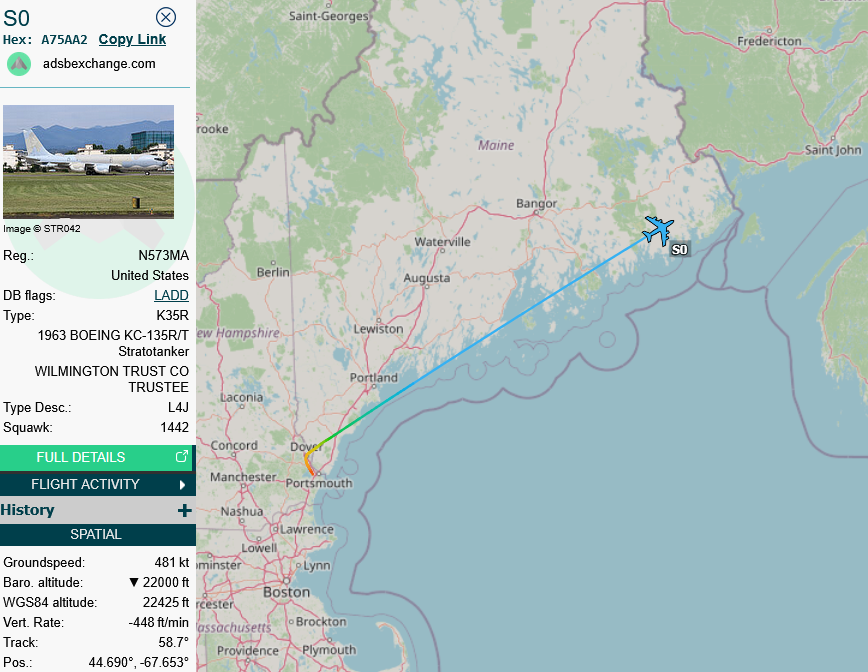 SirListenalot's tweet photo. #KC135 #A75AA2 #SWB99 (Swiftbird) out of Pease is joining two #F15's #RETRO41 out of Bangor (for Lakenheath) on the #CoronetEast 023 https://t.co/97a1oNeTIr