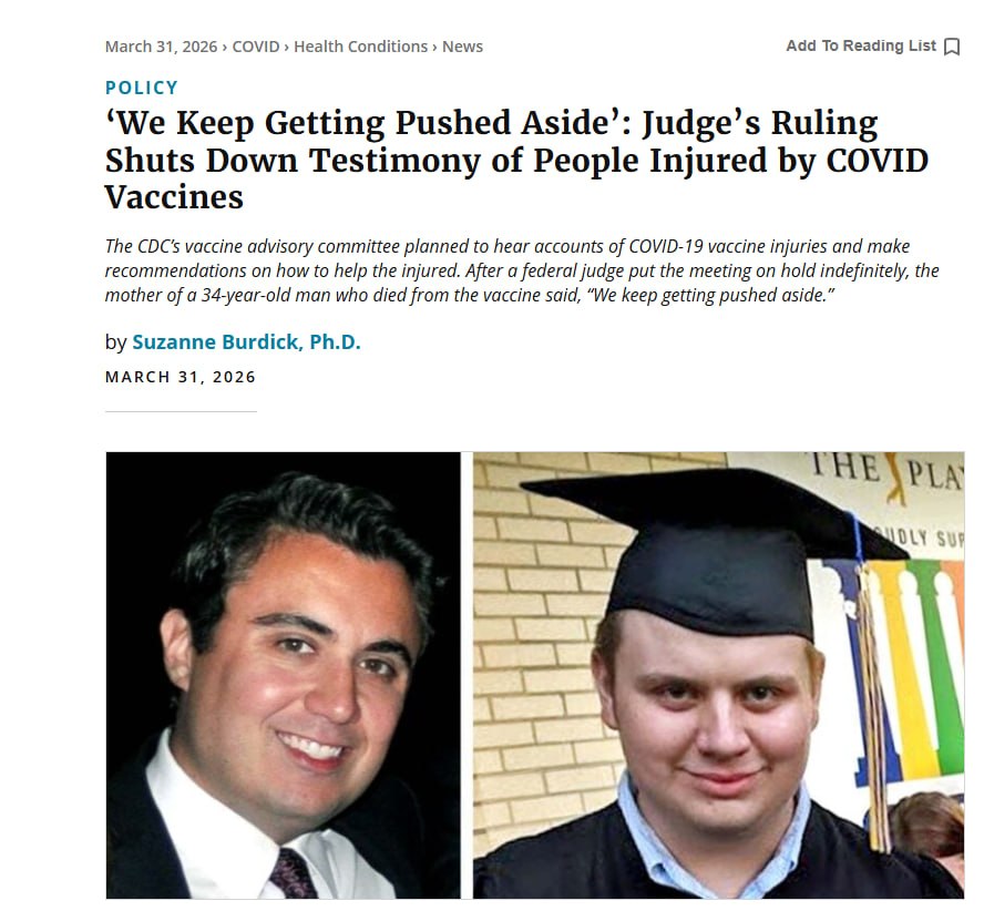 Parents of those injured or dead from the COVID-19 jabs were supposed to testify at the March 18-19 ACIP committee for the CDC. The group was supposed to hear accounts of COVID-19 vaccine injury but two days before the meeting, on March 16, a rogue federal judge blocked ACIP from