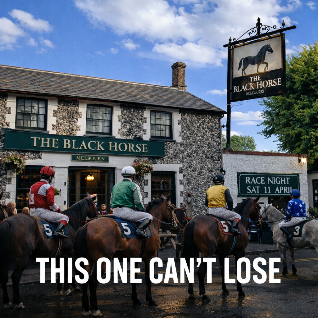 Melbourn_FC's tweet photo. Next Saturday night at The Black Horse pub...

A room full of people:

• Backing horses based on absolutely nothing

• Ignoring all available evidence

• And convincing themselves they’re due a win

...Some of them will even have a bet on the racing!

#UpTheMelbourn 🐎 https://t.co/Jdfg8x9jXN