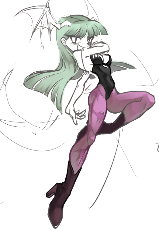 Cho_byte's tweet photo. wip morrigan aensland drawing. I have so many more im making too. https://t.co/KYOLYohU1Y