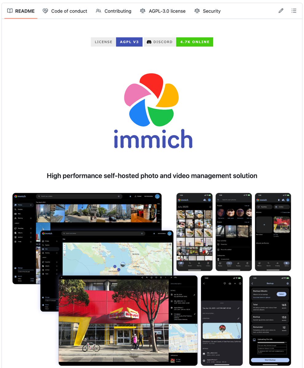 🚨 Google Photos stores every photo you've ever taken.

Your face. Your family. Your location. Your entire life. On Google's servers. Someone built the replacement.

It's called Immich.

A self-hosted Google Photos alternative that runs on your own hardware. Every feature. None