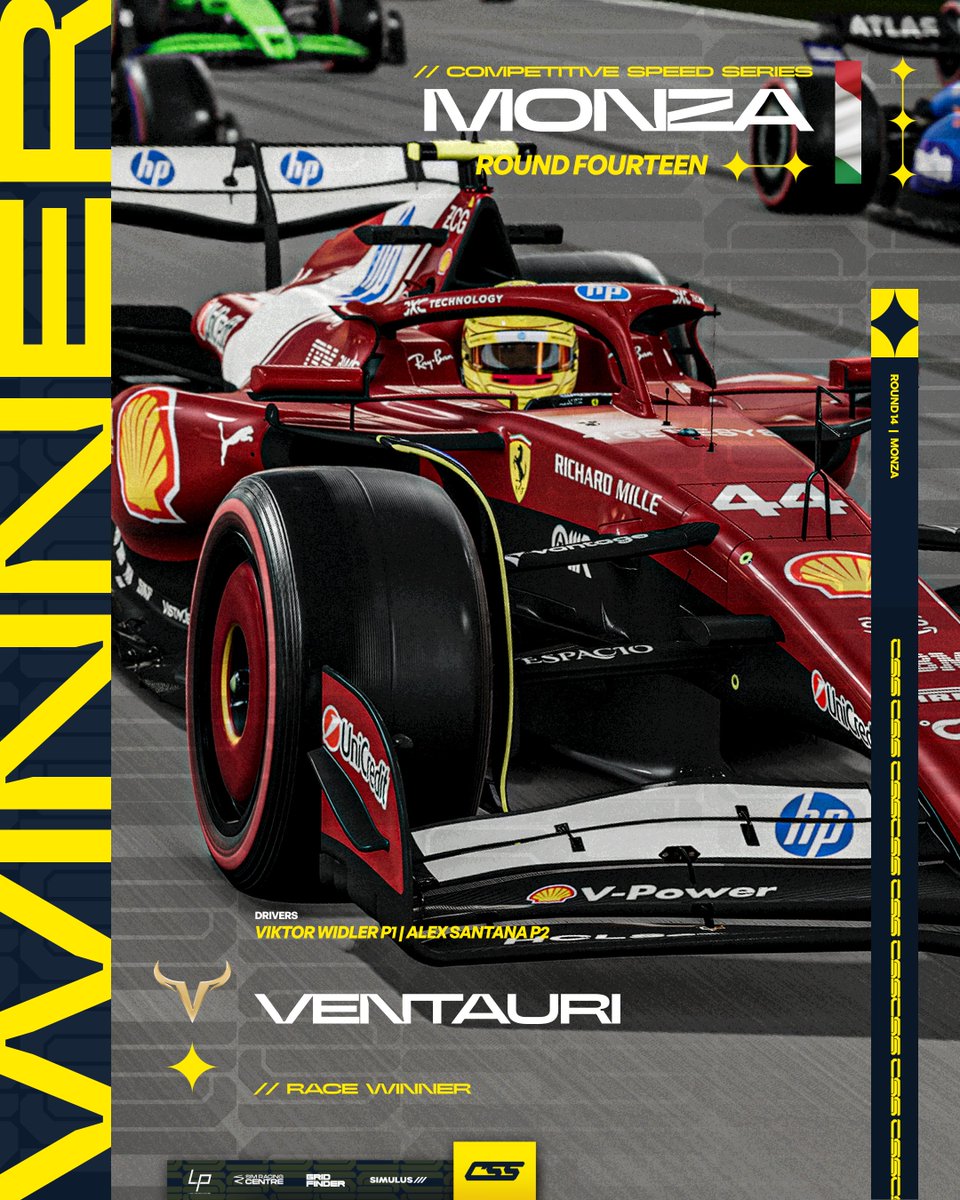 competitivessf1's tweet photo. RACE WINNERS | S7 PC - R14 🇮🇹 | @VentauriVNT 

Another 1-2 for the team after a very unlucky podium for the race leader, sealing the championship in the process! 🔥

#CSSxS7 https://t.co/OKoj79n0Sx