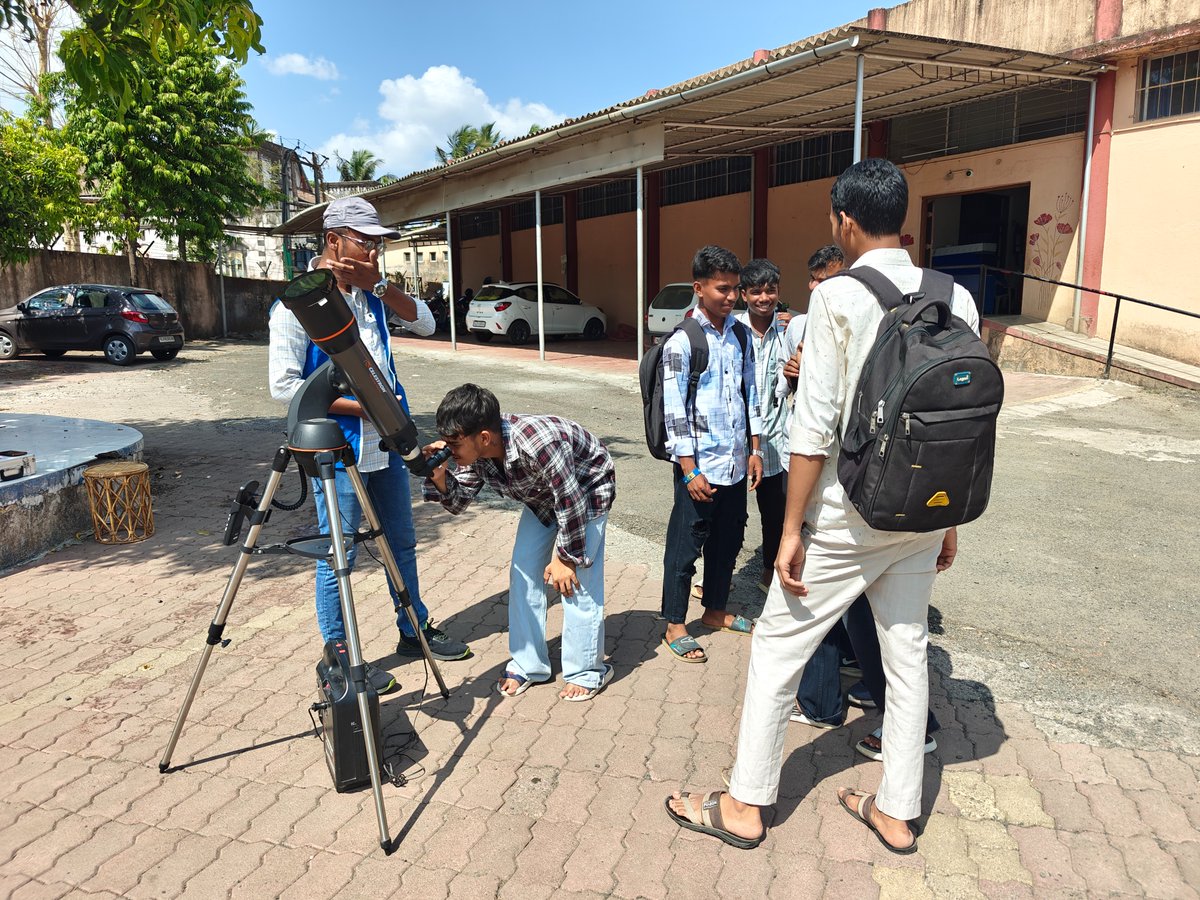 DSCDharampur's tweet photo. Sunspots Observation session held at @DSCDharampur  a unit of @ncsmgoi, @MinOfCultureGoI on NCSM’s 49th #FoundationDay enabled visitors to witness solar activity through safe telescope viewing.

#NCSM #sunspots #SkyObservationProgram #Astronomy #dscdharampur #ScienceForAll https://t.co/Q5lcDGpv0K