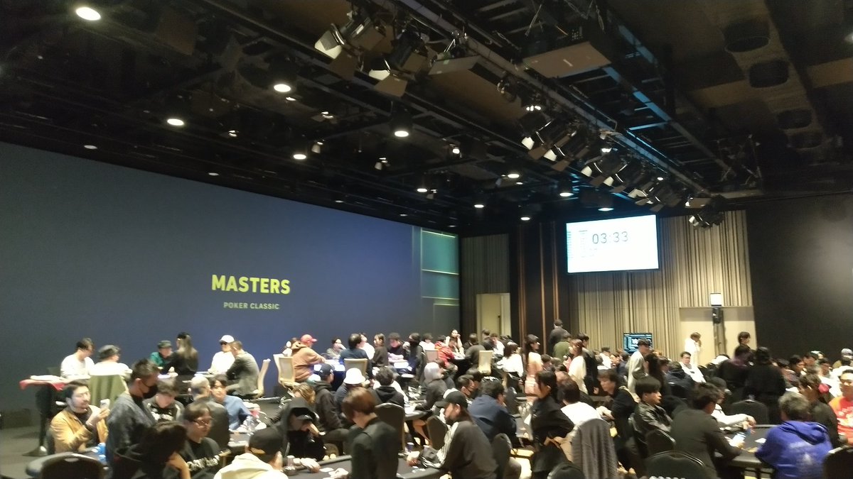 _poker_ry's tweet photo. マスターズ熱気が凄くて、ハンカチ必須ですね。
ハイローラーも沢山あるし、音楽ないのが新鮮で没頭しちゃいますね。
今日も頑張ろー
#MASTERS https://t.co/N17OVLK6Xf