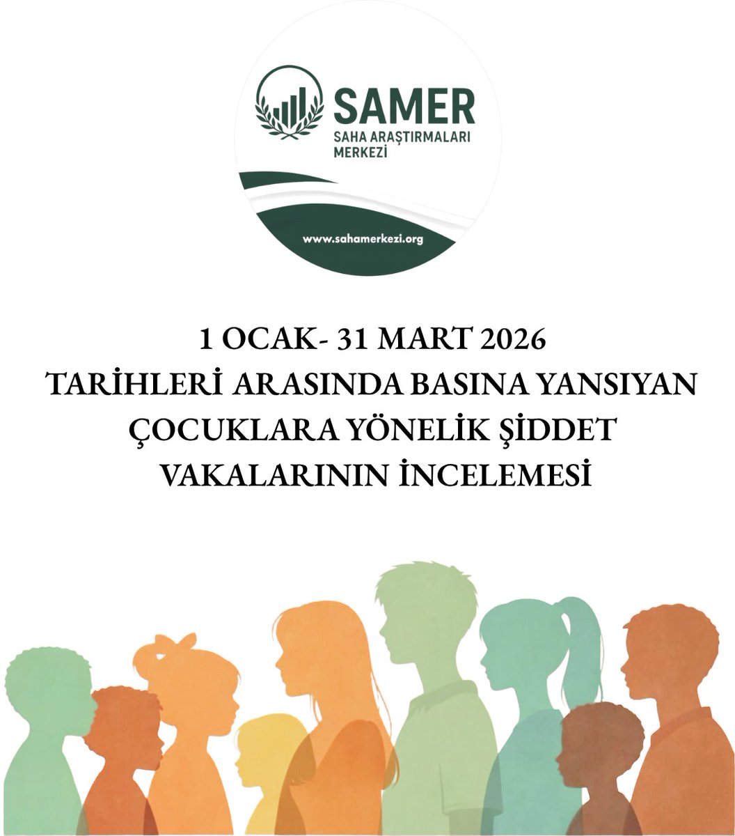 SAMER’in “1 Ocak–31 Mart 2026 Çocuklara Yönelik Şiddet Vakaları” raporu yayınlandı.
Çalışma, basına yansıyan vakaları inceleyerek şiddete ilişkin güncel bir tablo sunmaktadır.
Detaylar için 👇
sahamerkezi.org/2776-2/
#çocukhakları #şiddetlemücadele #çocukkoruma #çocukgüvenliği