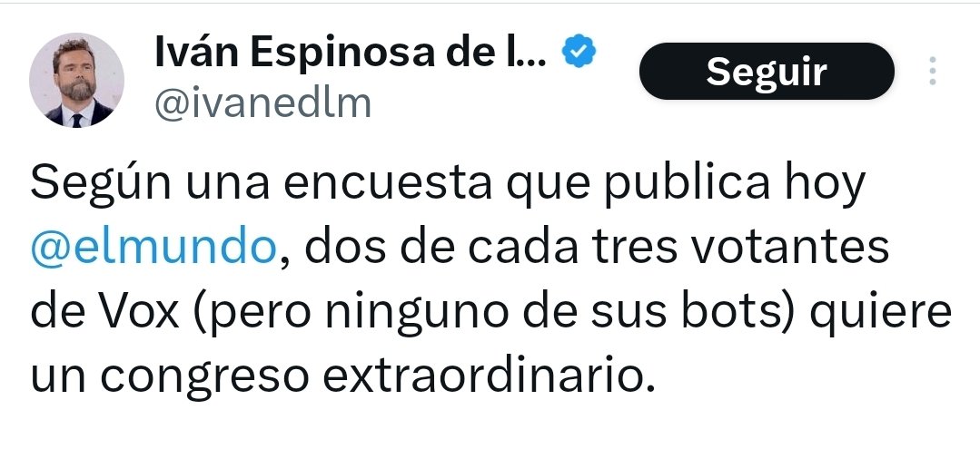 Como no le funcionó la petición, recurre al medio de Lamet, Matellano y demás plumillas controladas de Génova para intentar relanzar su idea que ya nació muerta.
A Atenea, que es lo que creaste, y déjanos en paz a los de VOX que estamos con <a href="/Santi_ABASCAL/">Santiago Abascal 🇪🇸</a>