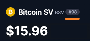 BSV is back in top 100 coins.  👇