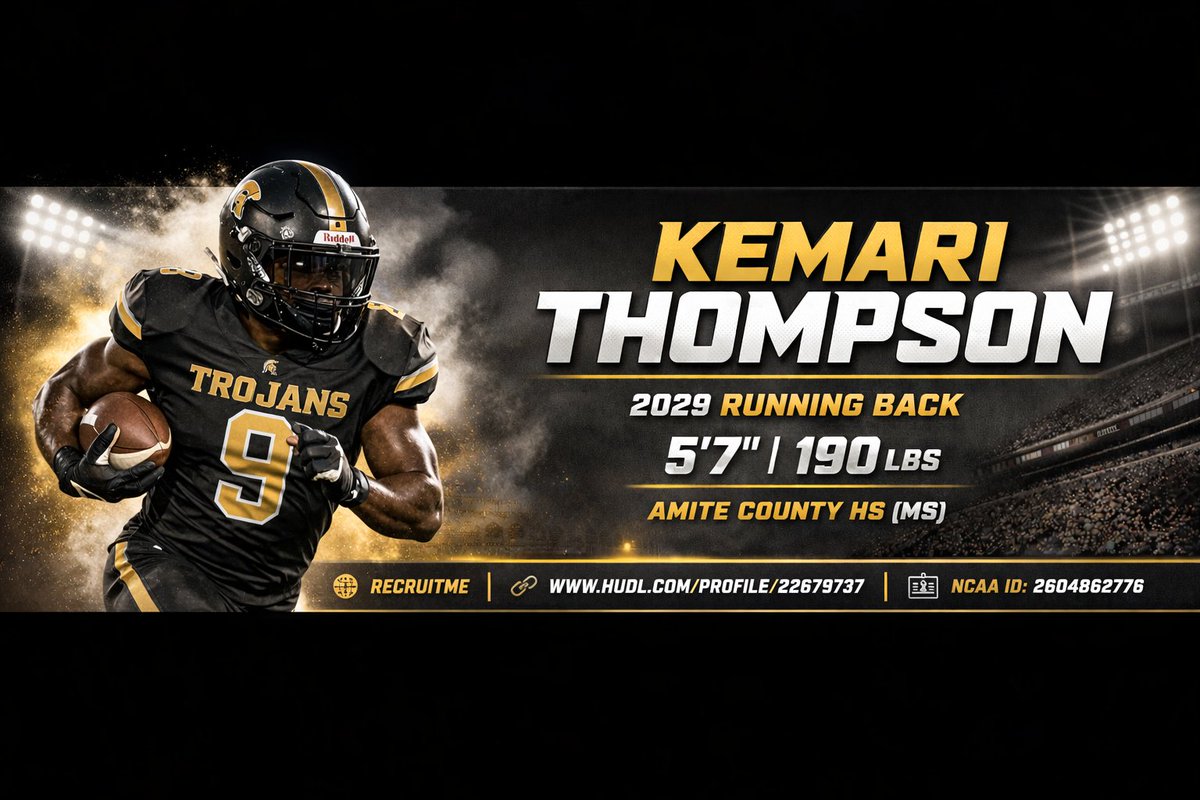 K4_daproblem's tweet image. 2029 RB Kemari Thompson #9
5’7 190 | Amite County HS (MS)
Hudl: hudl.com/profile/226797…⁠�
NCAA ID: 2604862776
#Recruiting @LSUfootball @AlabamaFTBL @OleMissFB @HailStateFB @PrepRedzone @MaxPreps
#Recruiting #RB