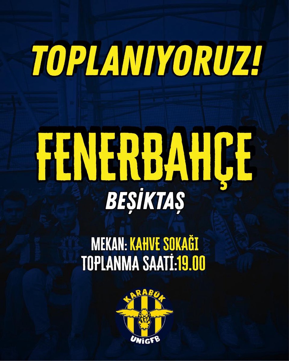 KarabukUNIGFB's tweet photo. TOPLANIYORUZ!

Fenerbahçemizin beşiktaşla olan mücadelesini tüm grup üyelerimizle beraber Kahve Sokağında izliyoruz! https://t.co/p4lDcLxrlp