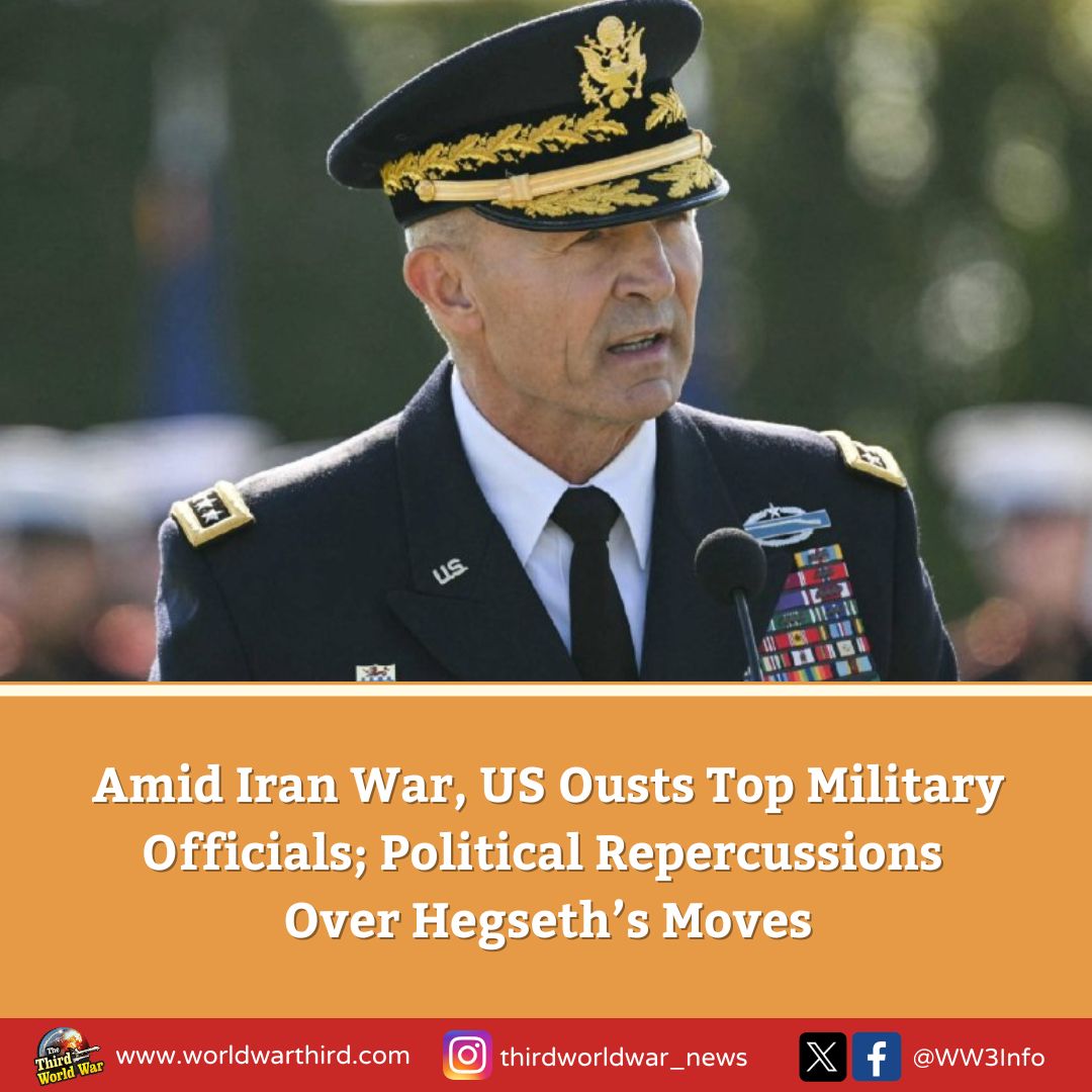 WW3Info's tweet image. #WW3: Def Sec @PeteHegseth abruptly ousts Army Chief Gen Randy George &amp;amp; 2 senior officials; no reason given. Move sparks criticism amid #IranWar; critics call it crackdown on rebel officers, opponents allege bid to control #USMilitary. Experts warn impact on morale &amp;amp; strategy.