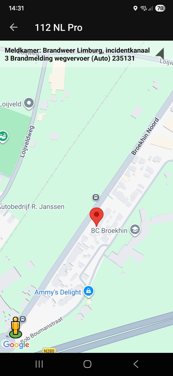 Brandmelding wegvervoer met inzet hulpdiensten