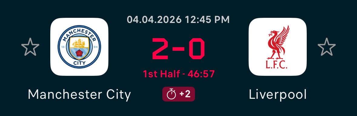 45+2'
Goal!!! Erling Haaland (Manchester City) strikes the ball inside the net.