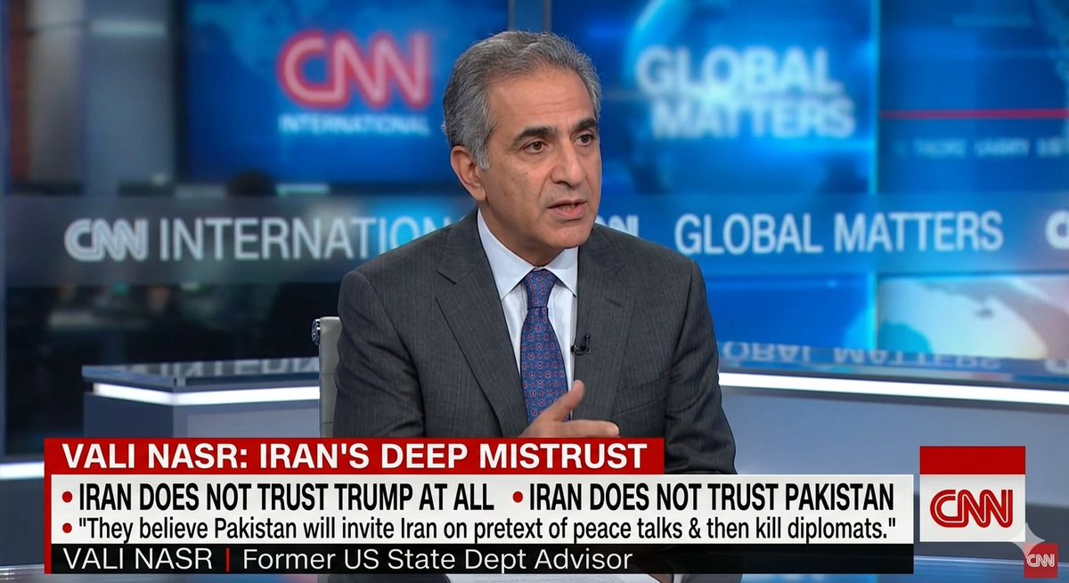 mishrayash17's tweet image. Vali Nasr,former US State Department advisor on #CNNInterview in which he talked about some shocking 
1. #IranNoTrustTrump at all.

2. #IranDistrust Pakistan.They believe that Pakistan will invite Iran on  pretext of peace talks &amp;amp; then kill diplomats.
#PakistanTrap
#IranPakistan