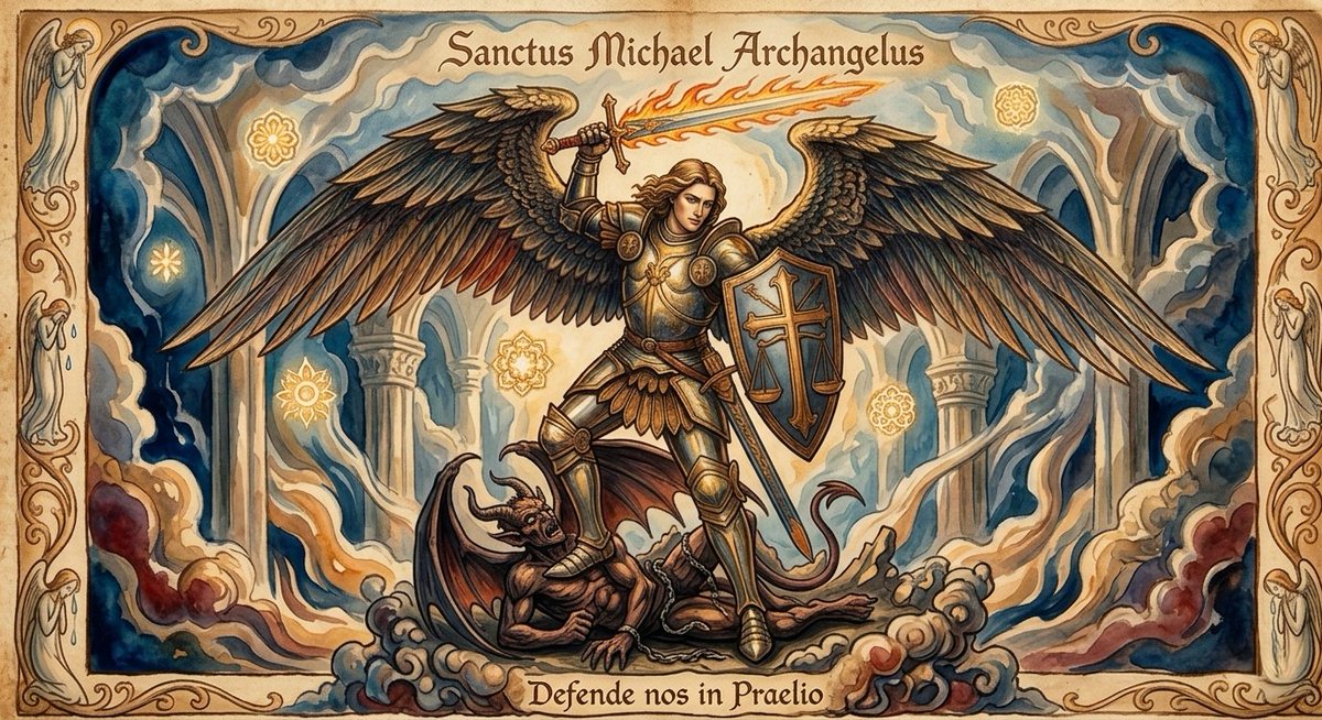 nicokury's tweet photo. Donde reina el caos y la razón no alcanza, dar espacio a lo sagrado es inevitable.

San Miguel Arcángel, estilo William Blake. https://t.co/igByADoPvQ