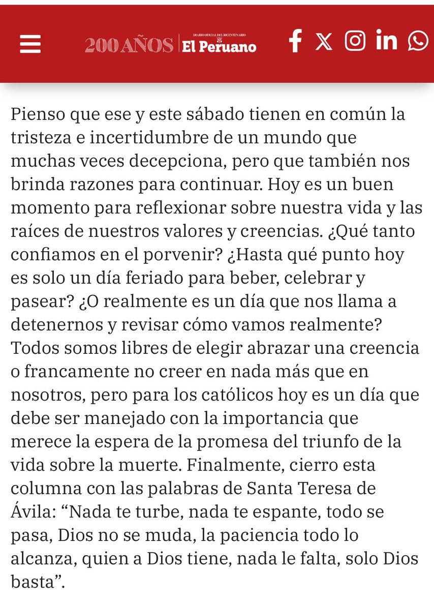 “Sábado de Gloria”, mi columna de hoy en <a href="/DiarioElPeruano/">Diario El Peruano</a> que comparto con ustedes.