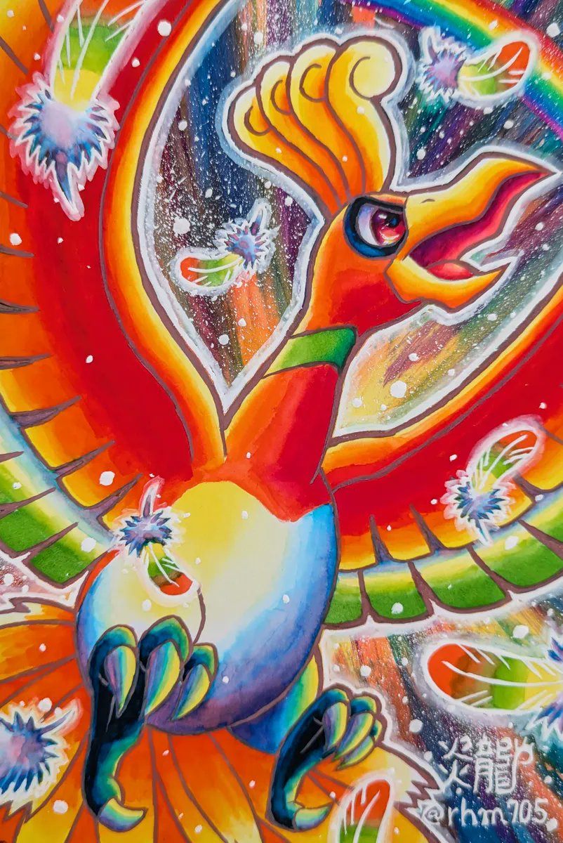 Ho-oh✨
ホウオウ✨🦃🔥🌈
#ポケモンイラスト
#pokemonfanart