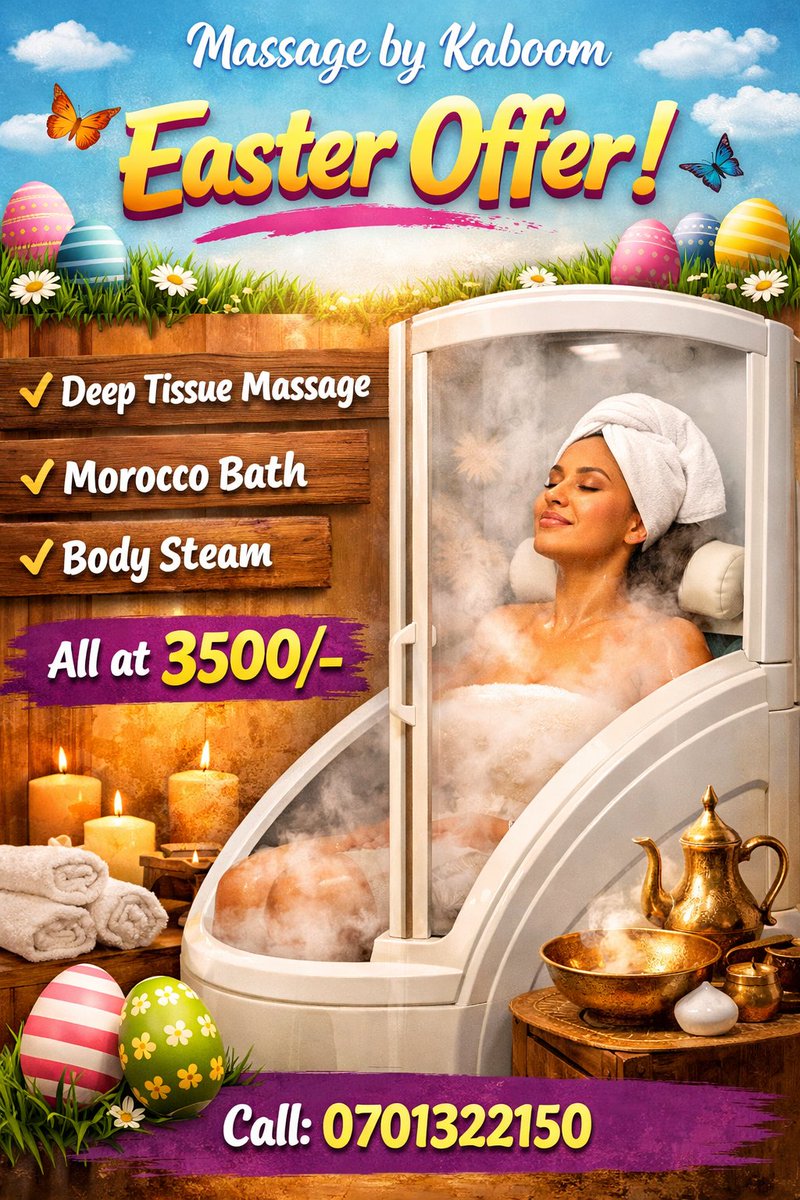 esborngitau's tweet photo. This Easter, take a moment to invest in yourself.

At Massage by Kaboom, we’ve curated an exclusive wellness experience designed for those who value true relaxation and refined care.
Reserve your session: 0701322150
#kama
#iebc
#kiambu https://t.co/M8zI05POrJ
