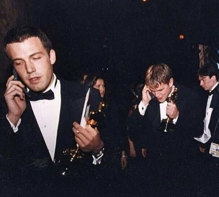 Ben Affleck And Matt Damon Calling Their Moms After Winning The Oscar For Good Will Hunting, 1997.