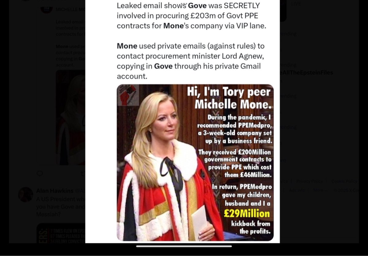 BraidseaQuine's tweet photo. @SkyNews Good.
Jail Johnson,Sunak,Hancock,Gove,Mone,to name but a few.
The Tories took advantage of a National emergency to steal £Billions from the taxpayer!
#ToryPPEScandal #ToryFraud #ToriesProfiteeredWhilePeopleDied https://t.co/6dCD1wza8s