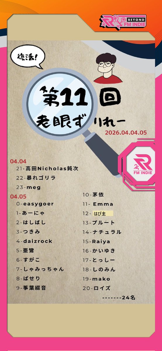 今日は24:00まで仕事ですが
リレーは本日21:00から始まります！みんなで盛り上げていきましょ！
できれば朝4時まで起きてて欲しいです💦
不安でしかない😥
