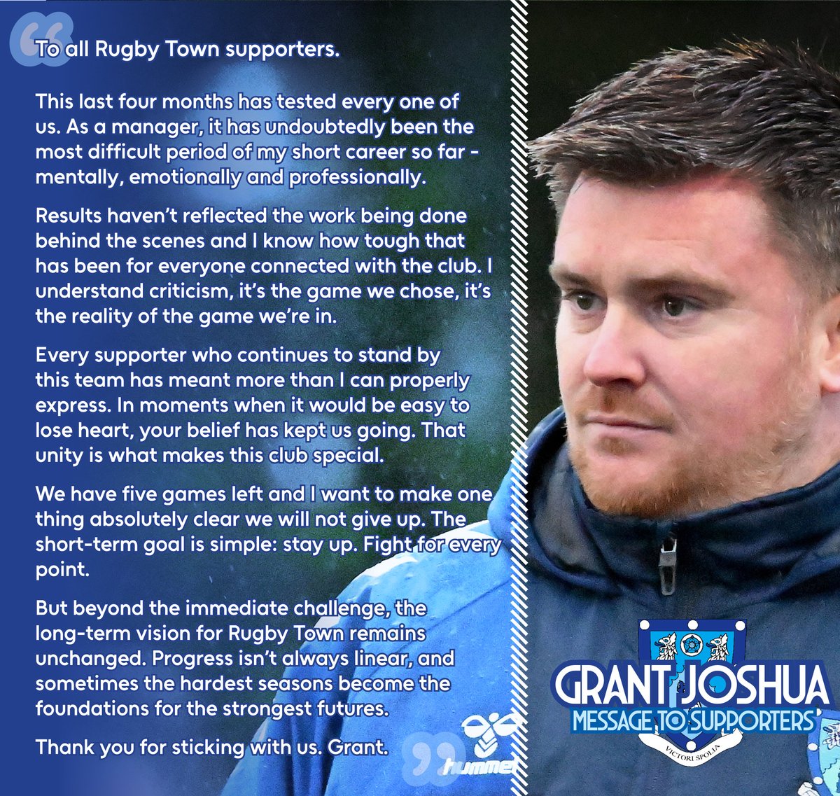 RugbyTown_FC's tweet image. 📢 Rugby Town manager @GrantJJoshua has a message for the Valley fans who continue to support the team after a very difficult spell.

📲 rugbytownfc.com/2025-26/news/2…

#utv @NorthernPremLge