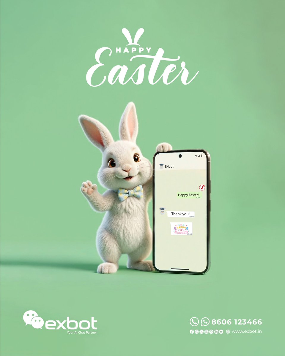 exbotai's tweet photo. Celebrate Easter with happiness and love!

#exbot
#HappyEaster 
#whatsappchatbot
#automation https://t.co/yqL6OIMWus