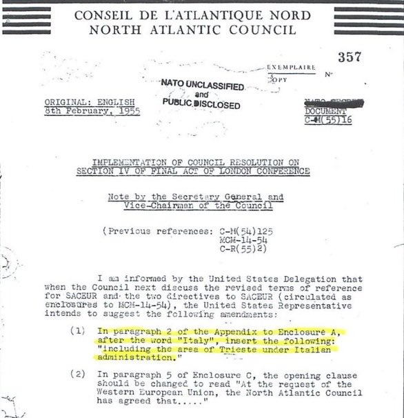 📆 Accadde oggi: il #4Aprile 1949 è costituita la #NATO.
Che ruolo ha la NATO nel Territorio Libero di #Trieste?
🗄️ CODICE NATO ACP 104 robertainer.blogspot.com/2015/09/codice… di <a href="/RobertoGiurasta/">Roberto Giurastante</a>