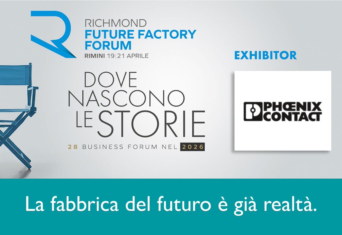 PhoenixContactI's tweet image. La fabbrica del futuro prende forma a Rimini!
Industria 5.0, dati e automazione al Richmond Future Factory Forum.
Evento👉 shorturl.at/YMysz
Sicurezza Industriale 👉 shorturl.at/jTod0
#Industria50 #SmartIndustry #Innovazione