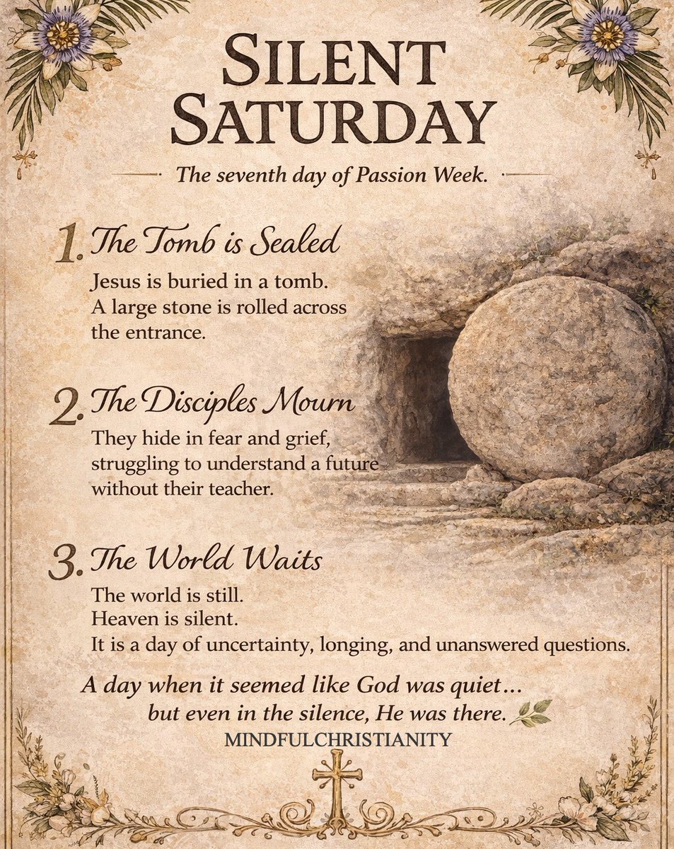 LifeWithJohn's tweet photo. Today feels quiet… No answers. No movement. Just waiting. Silent Saturday reminds us that God is still working even when we can’t see that. Even  when heaven feels silent... His presence hasn’t left you.
Stay anchored. Sunday is coming. 🙏 https://t.co/HnpW5of0jJ