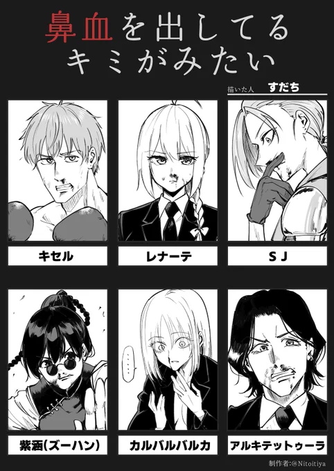 #鼻血を出してるキミがみたい
#すだちの創作キャラ
うちの子たちでやるっきゃない 