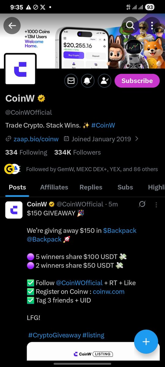 BPexc's tweet photo. @CoinWOfficial @Backpack UID:1960431
Done thanks for the opportunity 
@S11043Samson 
@d4knrick 
@tony855_ 
#CryptoGiveaway #listing https://t.co/ikdeZSO8m6