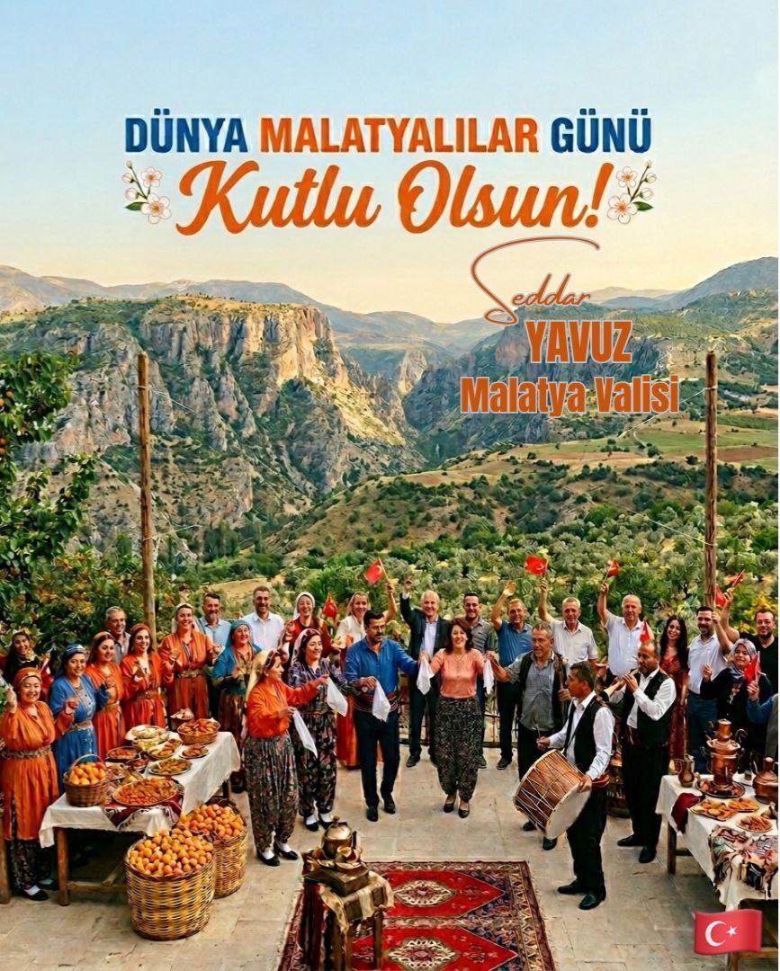Dünyanın neresinde olursa olsun kalbi #Malatya ile atan tüm hemşehrilerimizin Dünya Malatyalılar Günü’nü kutluyorum.
Köklü tarihimizden aldığımız güç, birlik ve beraberliğimizle Malatya’mızı her alanda daha ileriye taşımaya devam edeceğiz.

Bu güzel şehrin değerlerini yaşatan,