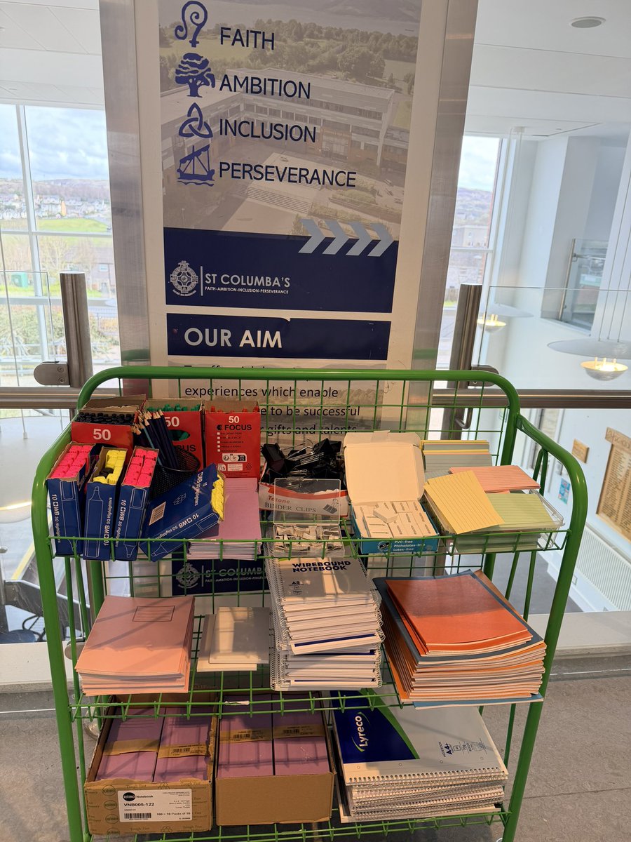 _stcolumba's tweet image. The study stationery supplies are out and ready for Easter School, which begins on Tuesday!✏️🗒️ 🖊️ 
#Ambition #Perseverance