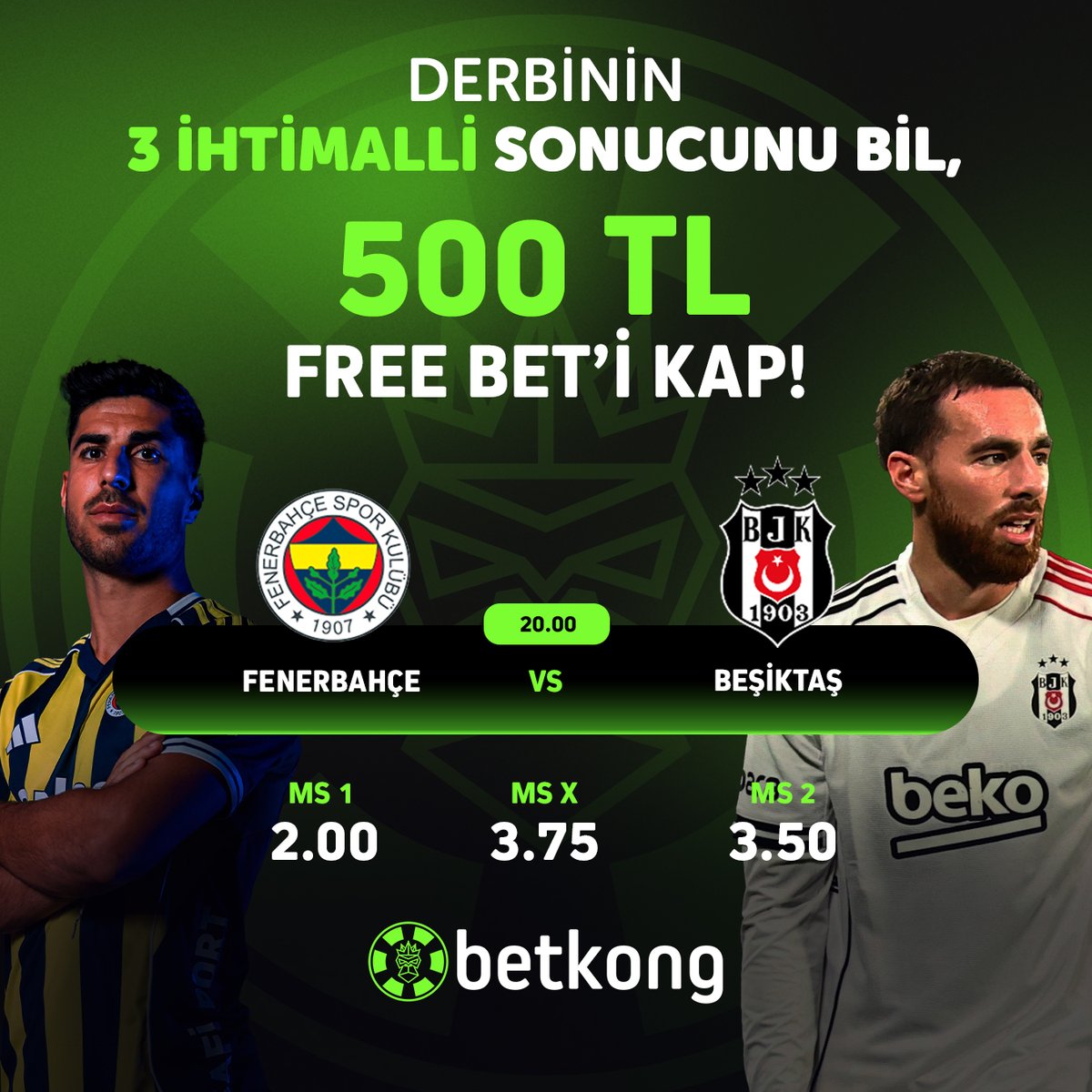kongresmi's tweet photo. 🇹🇷 Fenerbahçe vs Beşiktaş Maçının 3 İhtimalli Sonucunu Bil, 500 TL FREE BET Kazan!

✏️ Katılım Formu: https://t.co/18qLwXhA0t

📌 Son işlemi bonus olan üyeler yararlanamaz. 1.30 Çevrim, min&amp;max Free Bet'in 5 katı çekim yapılabilir. 1 ay içinde 500 TL yatırım şartı vardır. https://t.co/QaHKhEzXrR